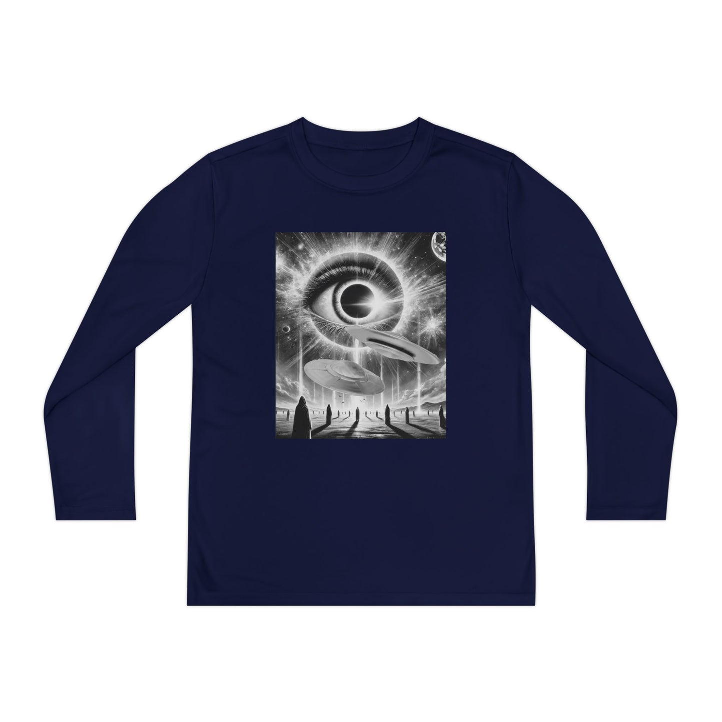 Surreal Sci-Fi Designed Youth Long Sleeve Competitor Tee for Young Kids