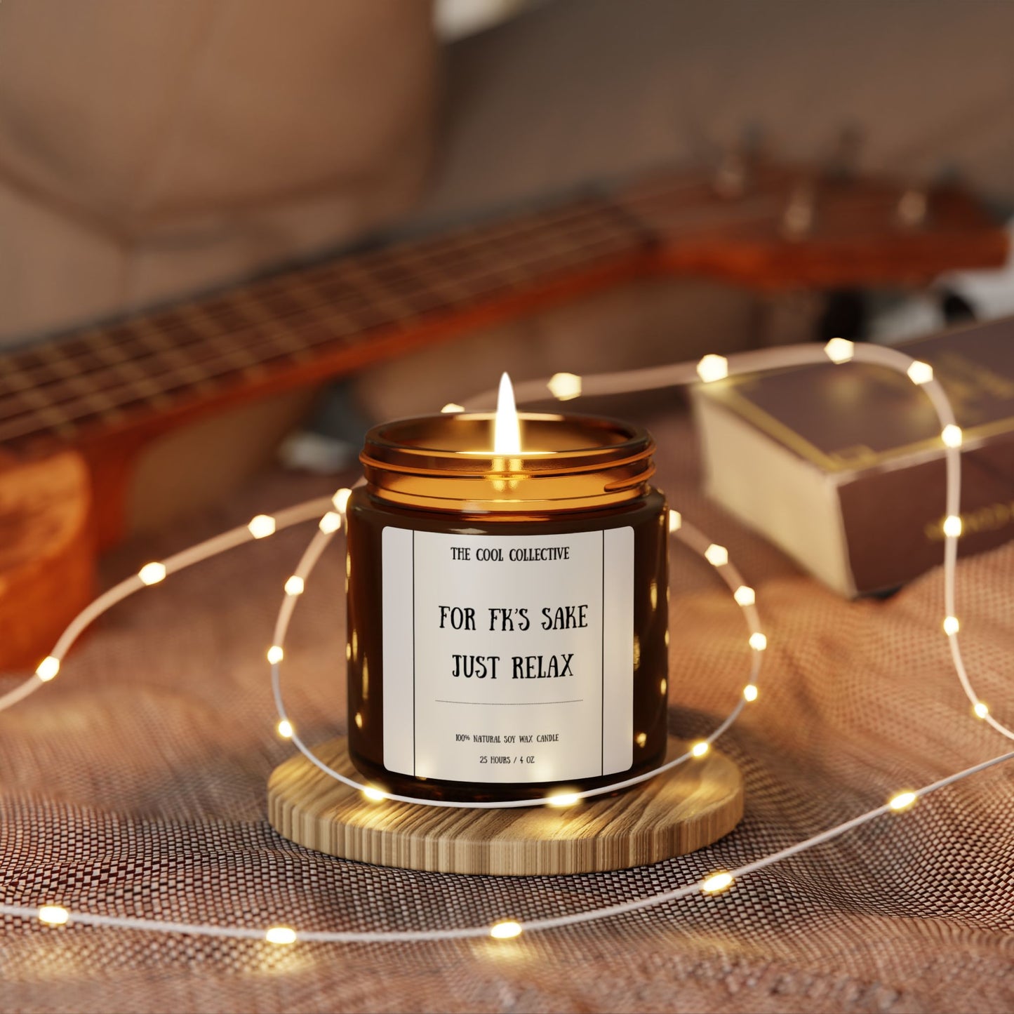 For FK Sake Just Relax - Scented Soy Candle 4 oz Amber Jar
