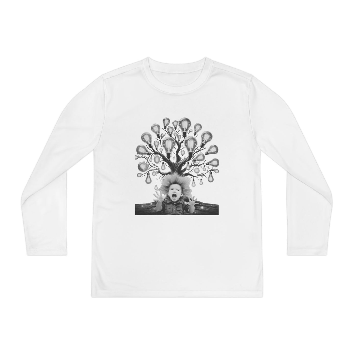 Surreal Young Einstein Design - Unique, fun and cool surreal designed long sleeved Tees for Young Kids