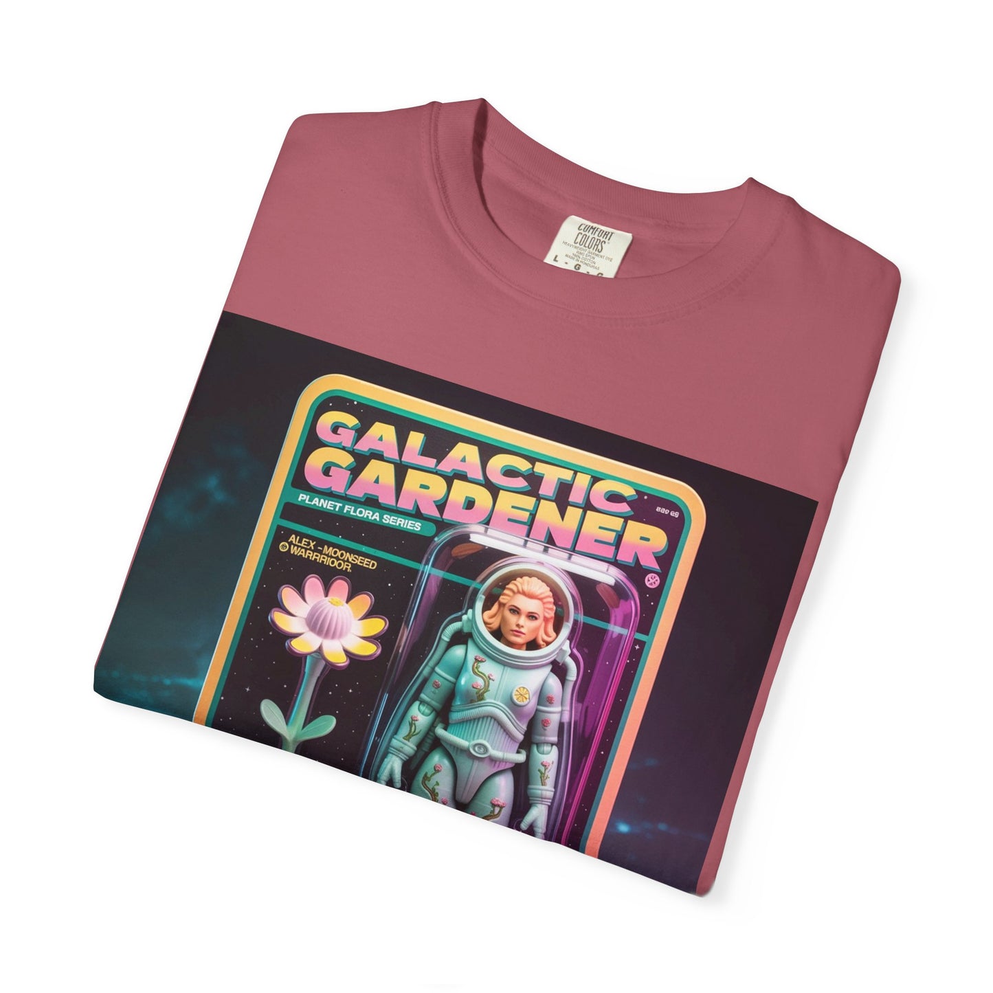 Galactic Gardener Action Figure Tee – Custom Name & Date – Retro Sci-Fi Surreal Shirt – Alex Moonseed Warrior Est. 1987 – Limited Edition Toy Box Design