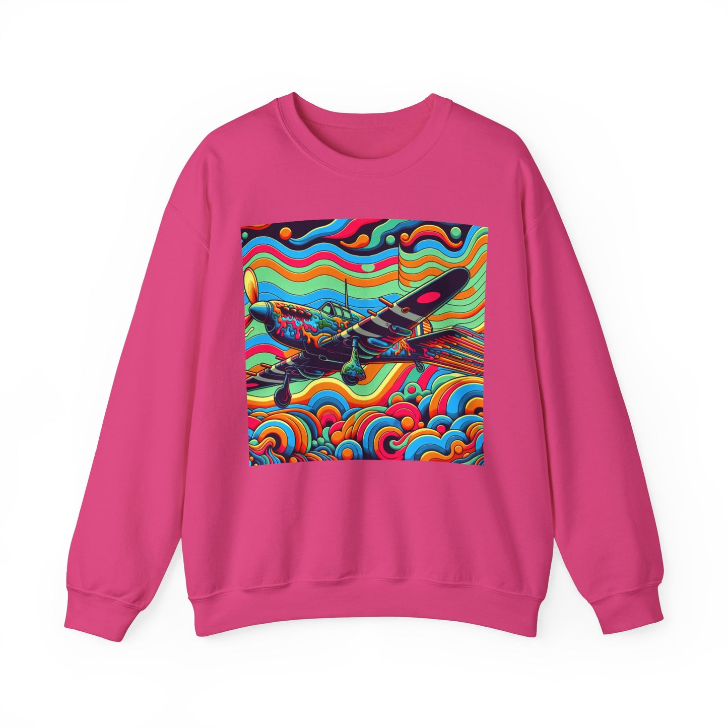 Colorful Retro Airplane Sweatshirt | Vintage Pilot Crewneck | Unisex Aviation Gift