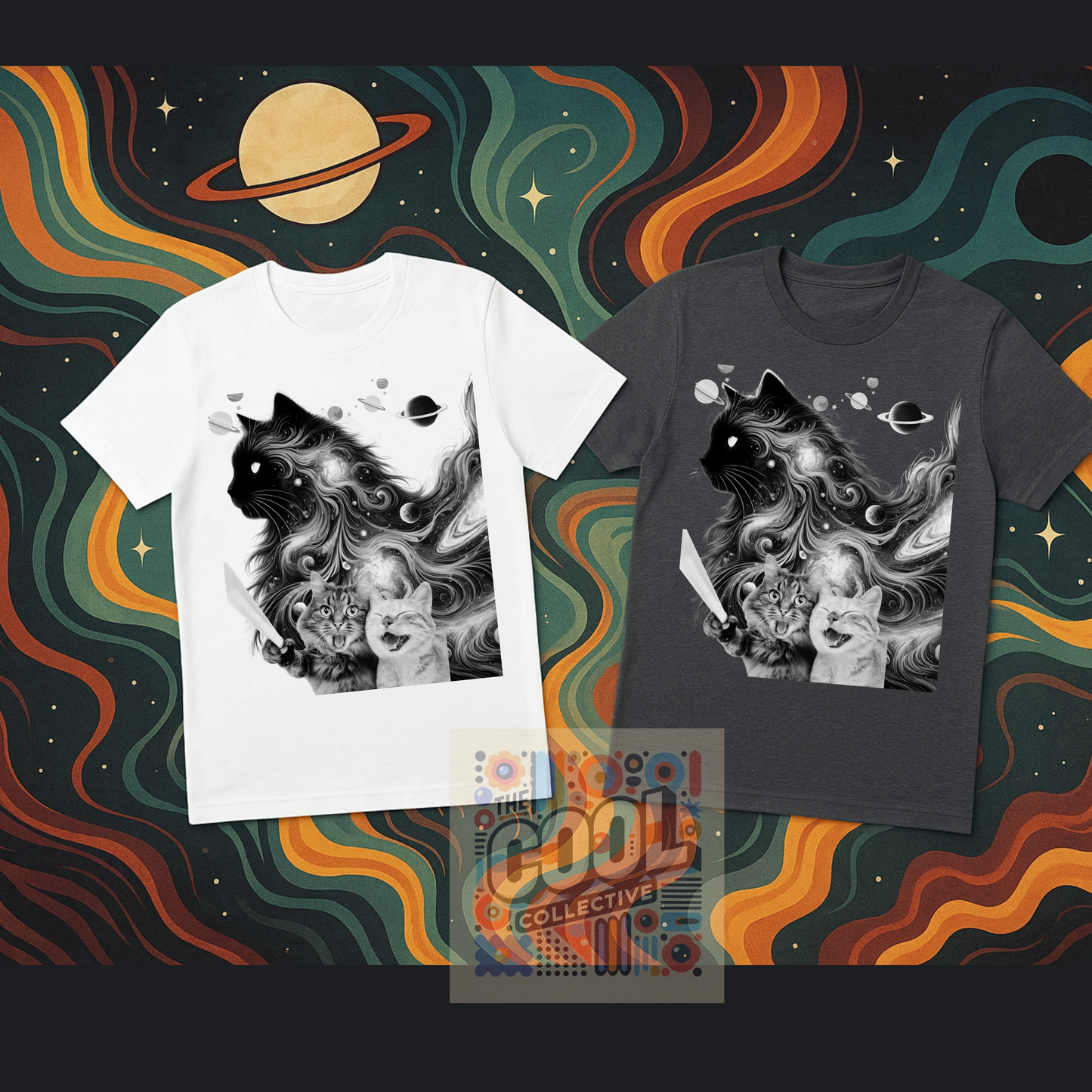 Cats Taking a Selfie T-Shirt – Surreal Interdimensional Cat Lovers Tee | Cosmic Kittycore Unisex Shirt