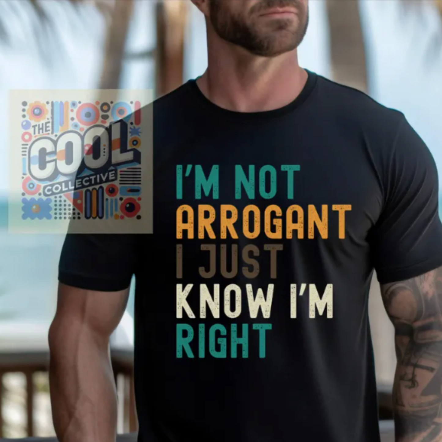 A unisex retro-style t-shirt featuring the phrase “I’m Not Arrogant I Just Know I’m Right.” Ideal for confident personalities, office humor, and bold statement lovers.