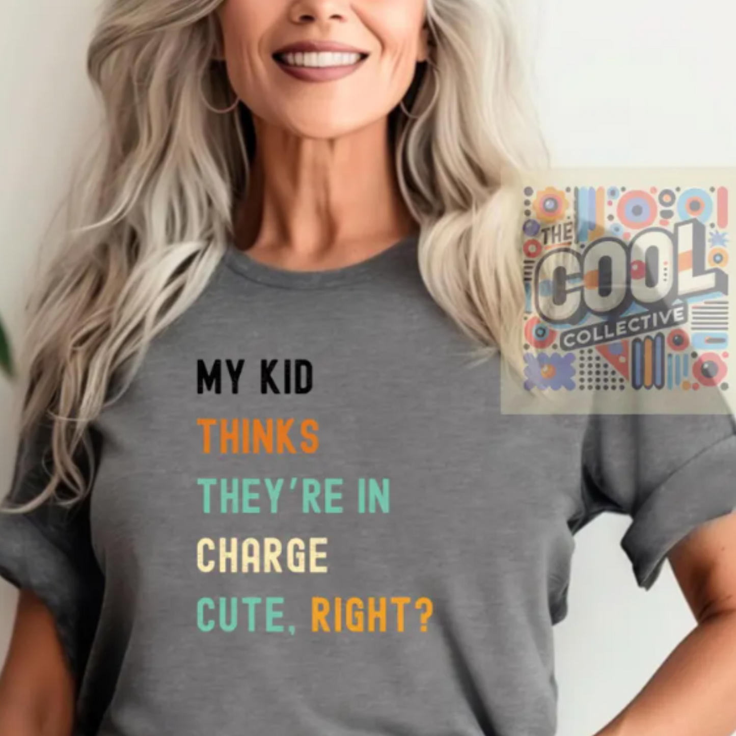 A unisex retro-style t-shirt with the phrase “My Kid Thinks They’re in Charge. Cute, Right?” Ideal for parents, moms, and dads with a sense of humor about parenting.