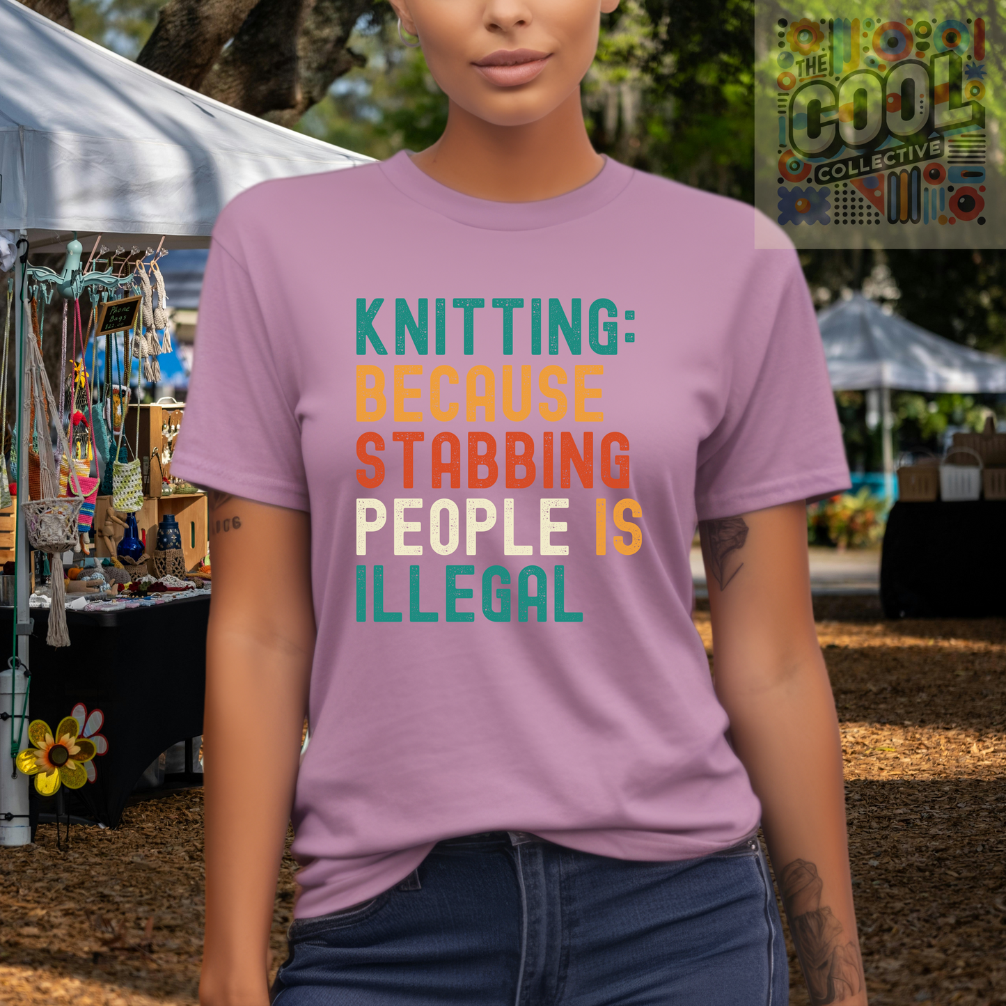 crafty knitter shirt with sarcastic quote in retro style