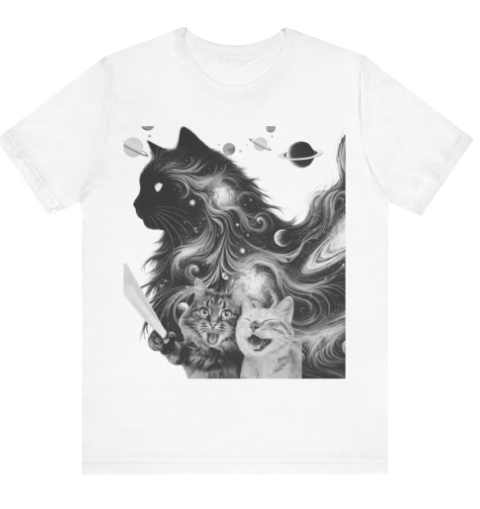 Cats Taking a Selfie T-Shirt – Surreal Interdimensional Cat Lovers Tee | Cosmic Kittycore Unisex Shirt