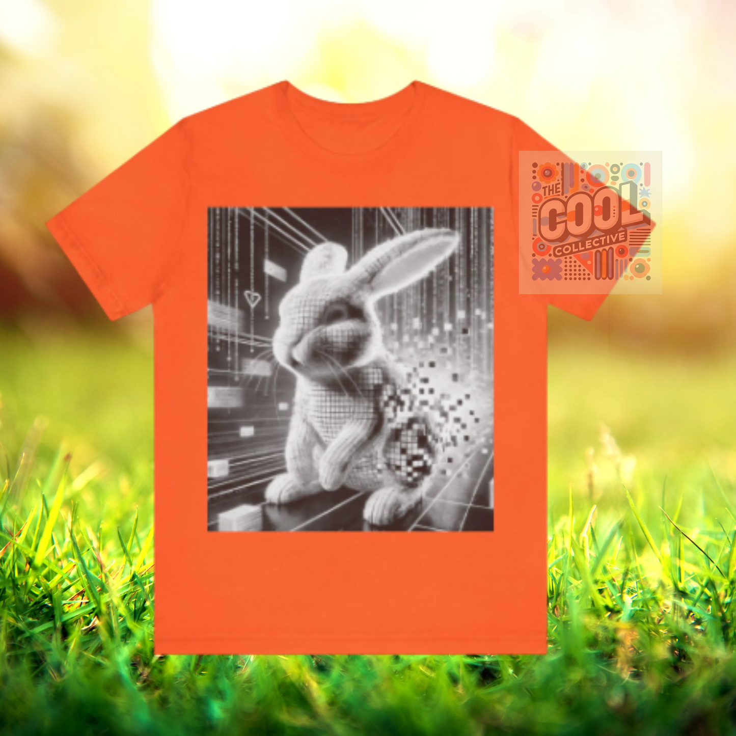Glitch Bunny T-Shirt – Surreal Black & White Matrix Rabbit Tee | Trippy Bunnycore Unisex Shirt | Free Delivery