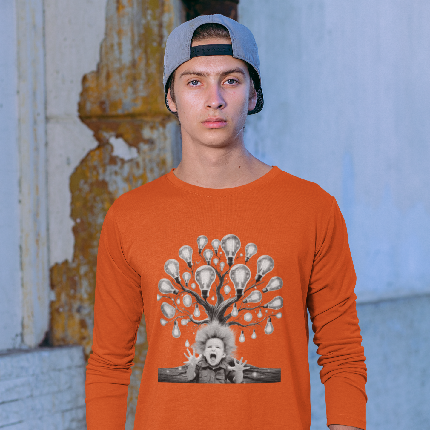 Surreal Young Einstein Design - Unique, fun and cool surreal designed long sleeved Tees for Young Kids