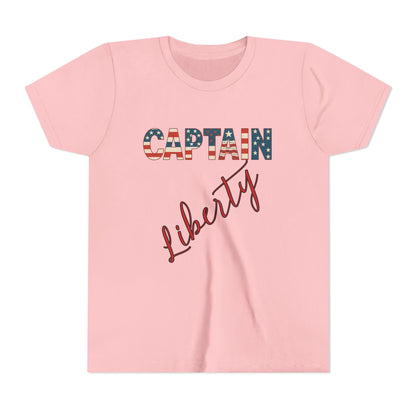 Captain Liberty Youth 4th of July Tee – Patriotic Kids Shirt for Independence Day, Summer BBQs & Family Matching Outfits, Free Delivery, Family Bundle Tee's