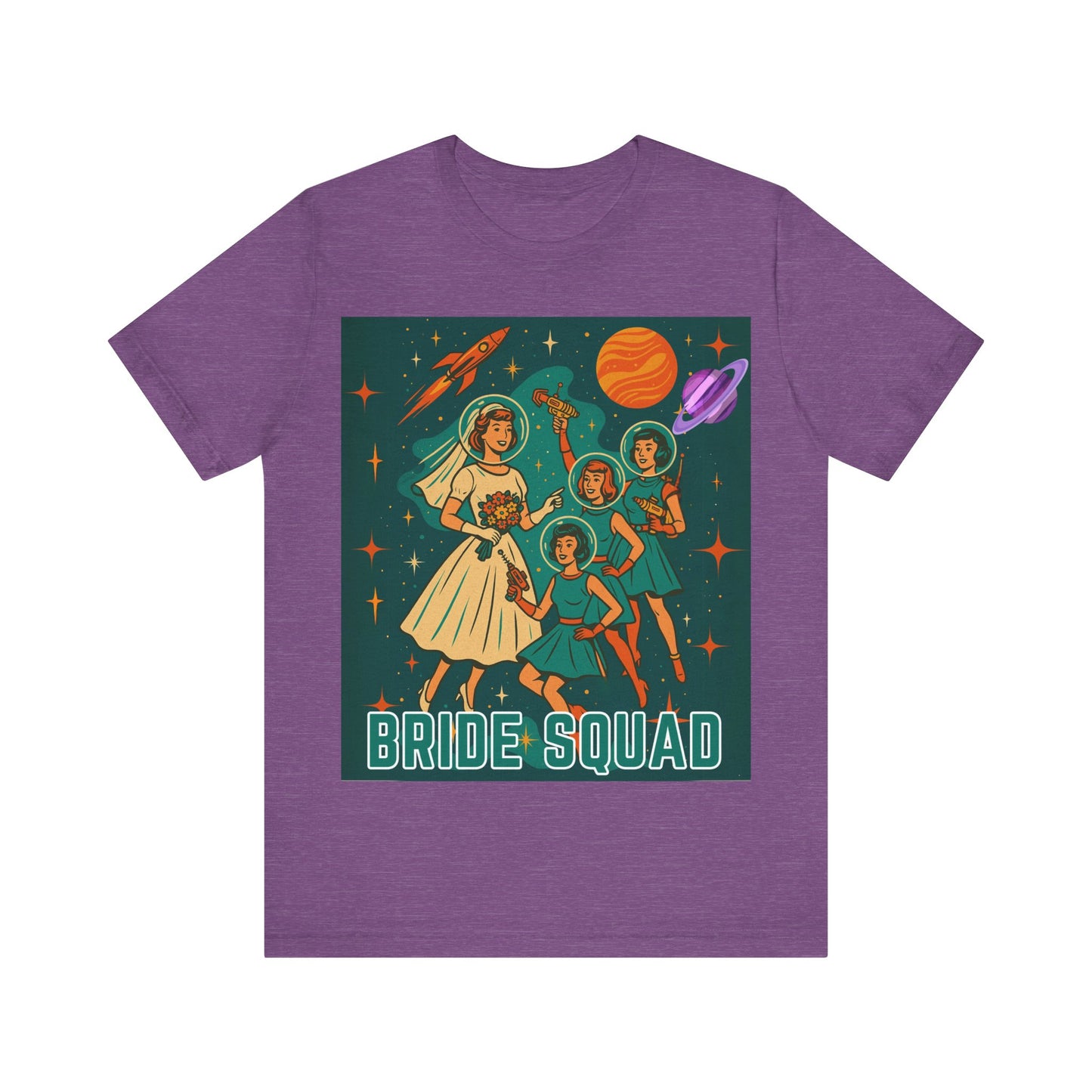 Retro Space Bride Squad Shirt – 1960s Sci-Fi Bachelorette Tee, Vintage Bridal Party T-Shirt, Outer Space Wedding Gift, Galaxy Bride Crew Outfit
