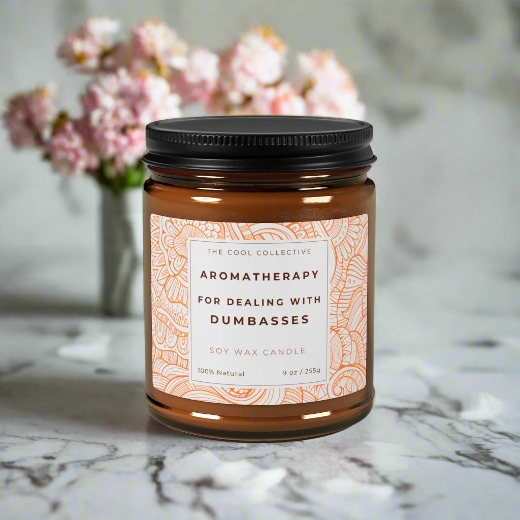 9oz scented soy candle in gift jar with funny saying