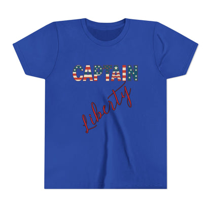 Captain Liberty Youth 4th of July Tee – Patriotic Kids Shirt for Independence Day, Summer BBQs & Family Matching Outfits, Free Delivery, Family Bundle Tee's