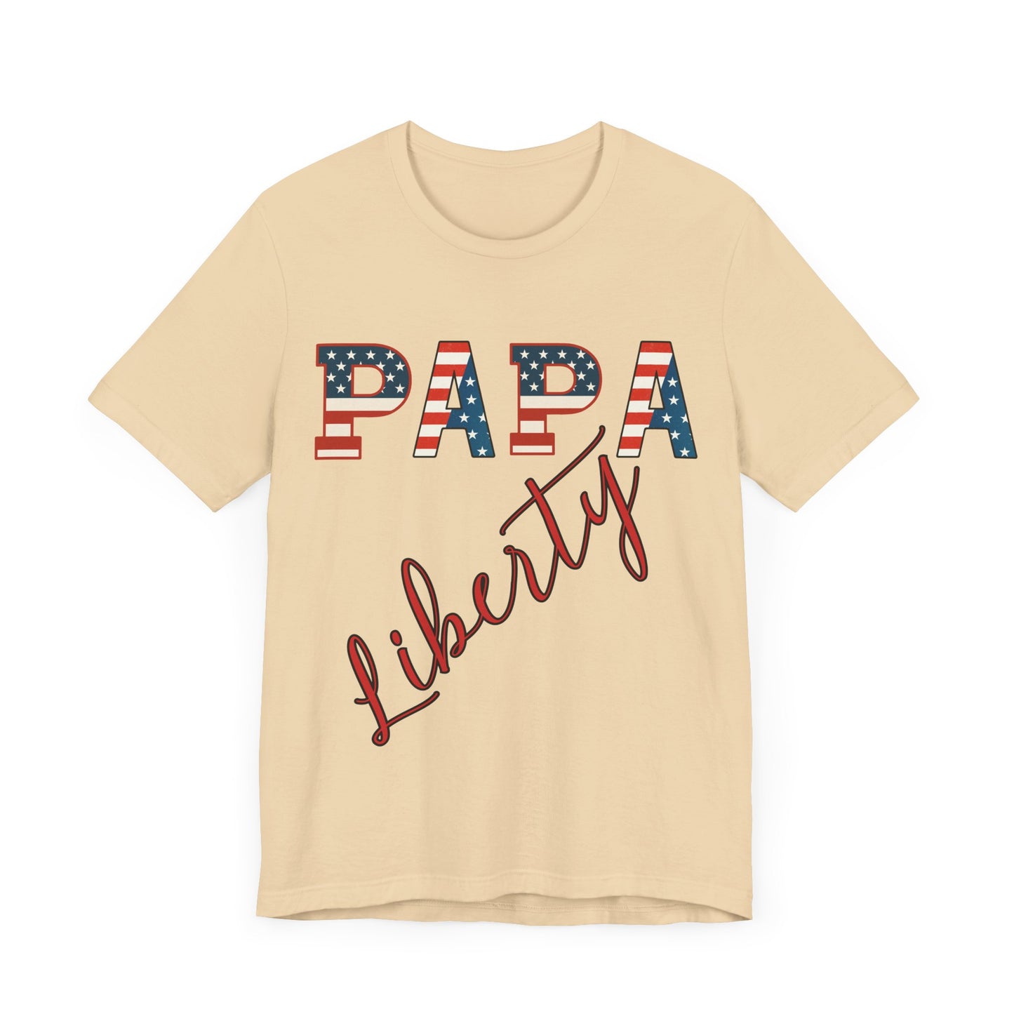 Papa Liberty 4th of July Shirt – Patriotic Men’s Bella Canvas Tee for BBQs, Parades & Family Matching Outfits, Indpendence Day, Free Delivery