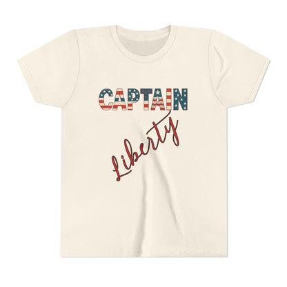 Captain Liberty Youth 4th of July Tee – Patriotic Kids Shirt for Independence Day, Summer BBQs & Family Matching Outfits, Free Delivery, Family Bundle Tee's