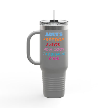 Personalized 4th of July Tumbler. Independence Day – “Sippin’ Sweet Tea, Talkin’ Liberty” – Custom Name – Amy’s Freedom Juice – Patriotic Cowgirl Rocket Design
