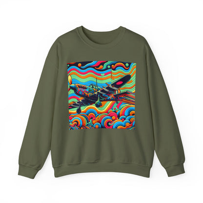 Colorful Retro Airplane Sweatshirt | Vintage Pilot Crewneck | Unisex Aviation Gift