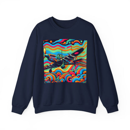 Colorful Retro Airplane Sweatshirt | Vintage Pilot Crewneck | Unisex Aviation Gift