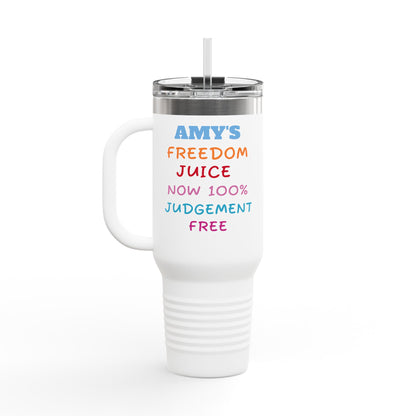 Personalized 4th of July Tumbler. Independence Day – “Sippin’ Sweet Tea, Talkin’ Liberty” – Custom Name – Amy’s Freedom Juice – Patriotic Cowgirl Rocket Design