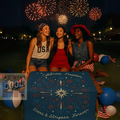 Red white and blue picnic blanket for Independence Day celebrations, patriotic 4th of July decor for fireworks, outdoor festivals, summer gatherings, and liberty-themed parties