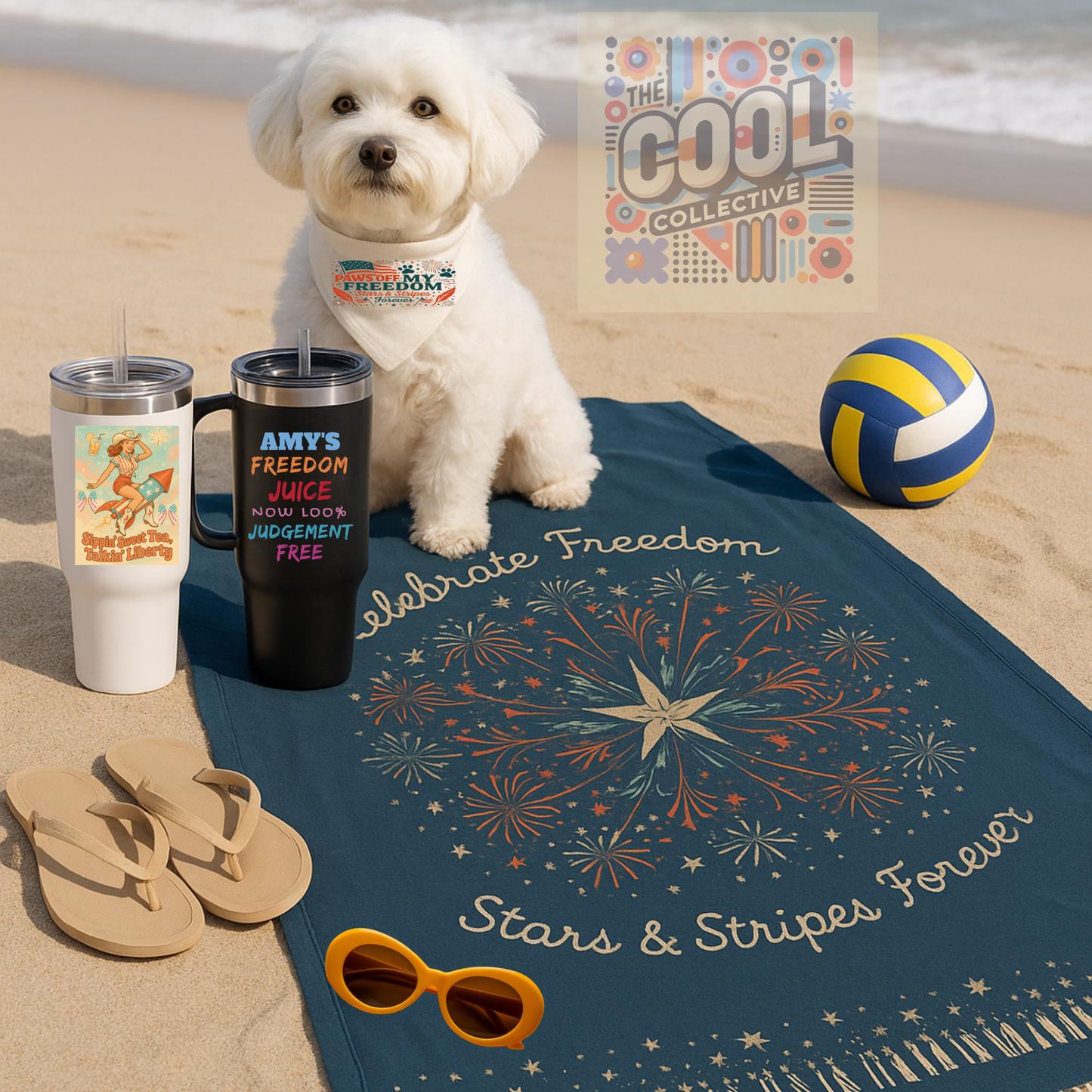 Celebrate Freedom Boho Beach Blanket, Patriotic Fireworks, 4th of July Picnic Blanket & Festival Towel, Freedom Day Gift, Liberty BBQ Party