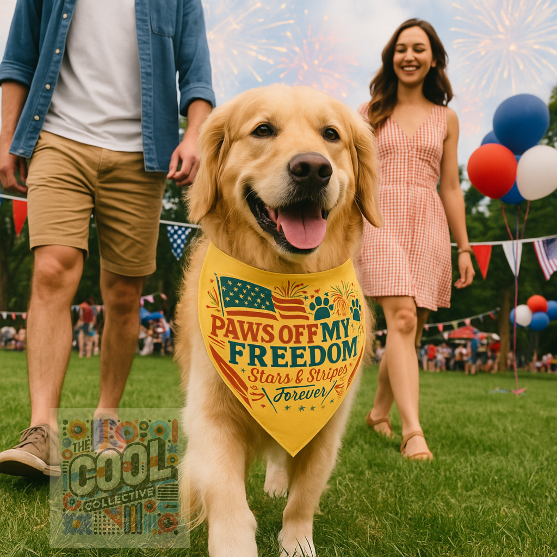 Patriotic dog bandana for 4th of July, red white and blue pet fashion accessory for Independence Day celebrations, liberty-themed summer outfit for dogs
