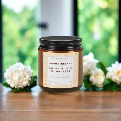 Natural soy wax candle with bold and hilarious text