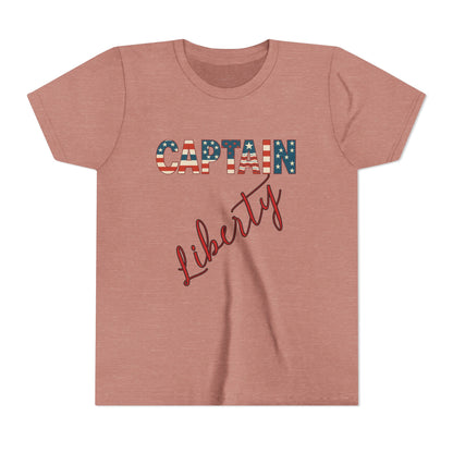 Captain Liberty Youth 4th of July Tee – Patriotic Kids Shirt for Independence Day, Summer BBQs & Family Matching Outfits, Free Delivery, Family Bundle Tee's