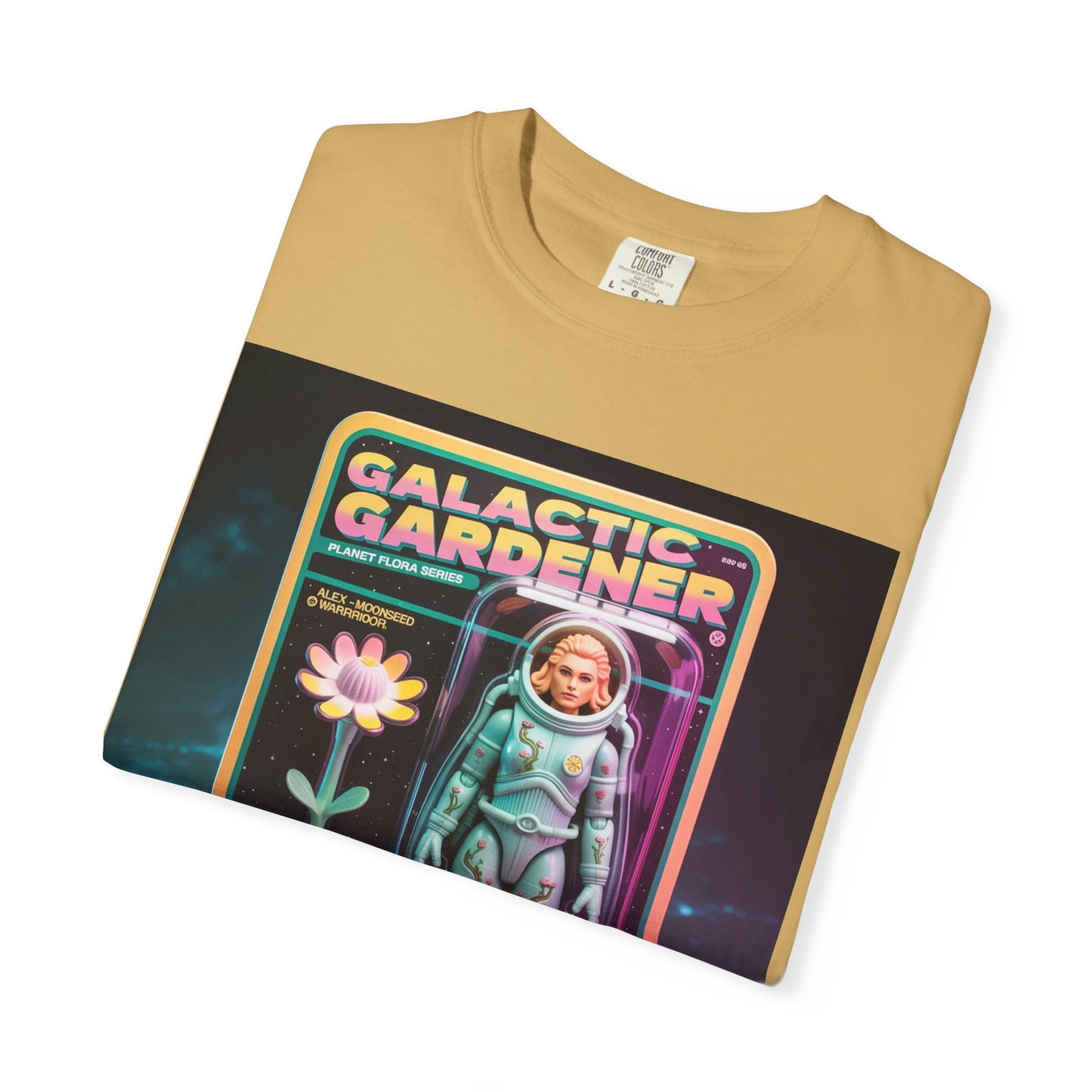 Galactic Gardener Action Figure Tee – Custom Name & Date – Retro Sci-Fi Surreal Shirt – Alex Moonseed Warrior Est. 1987 – Limited Edition Toy Box Design
