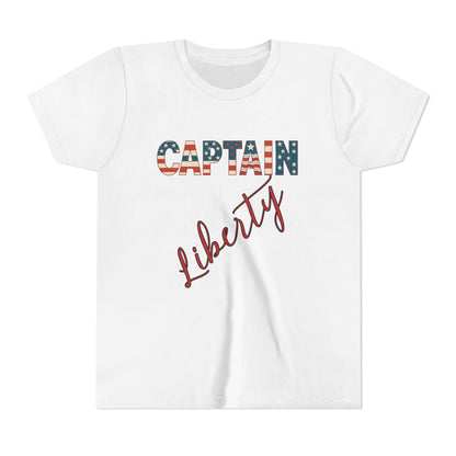 Captain Liberty Youth 4th of July Tee – Patriotic Kids Shirt for Independence Day, Summer BBQs & Family Matching Outfits, Free Delivery, Family Bundle Tee's
