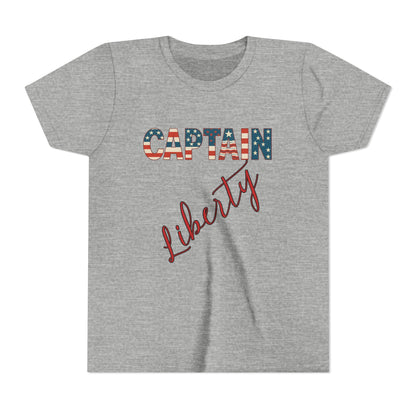Captain Liberty Youth 4th of July Tee – Patriotic Kids Shirt for Independence Day, Summer BBQs & Family Matching Outfits, Free Delivery, Family Bundle Tee's