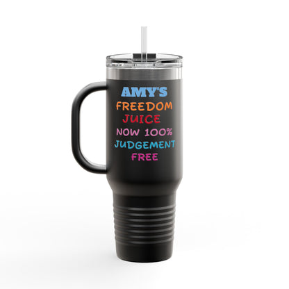 Personalized 4th of July Tumbler. Independence Day – “Sippin’ Sweet Tea, Talkin’ Liberty” – Custom Name – Amy’s Freedom Juice – Patriotic Cowgirl Rocket Design