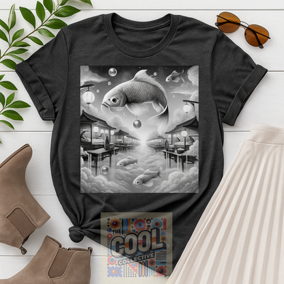 Artistic Japanese cloud market T-shirt graphic