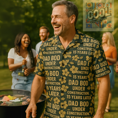 Funny Dad Bod Hawaiian Shirt – All Over Print Aloha Shirt for Men – Retro Tropical Shirt for Father's Day BBQ, Beach Days, or Summer Vacation