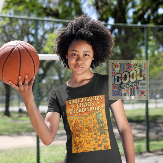 A cozy unisex t-shirt with the phrase “Kindergarten Chaos Coordinator.” Ideal for kindergarten teachers or classroom staff who handle the daily whirlwind with humor.