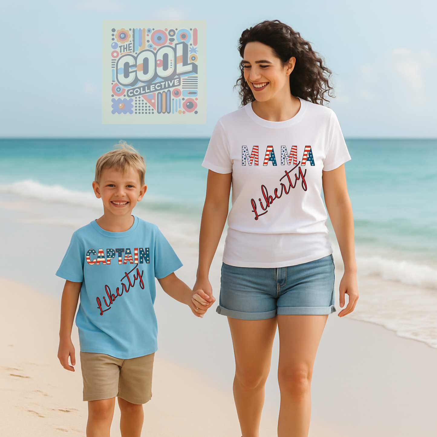 Matching family 4th of July shirts, patriotic tee bundle for mom and child, liberty-themed USA Independence Day outfit set, red white and blue celebration clothing