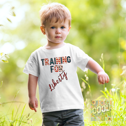 Training for Liberty Toddler Tee – Patriotic 4th of July Shirt for Kids, USA Family Matching Outfit, Red White & Blue Independence Day Apparel