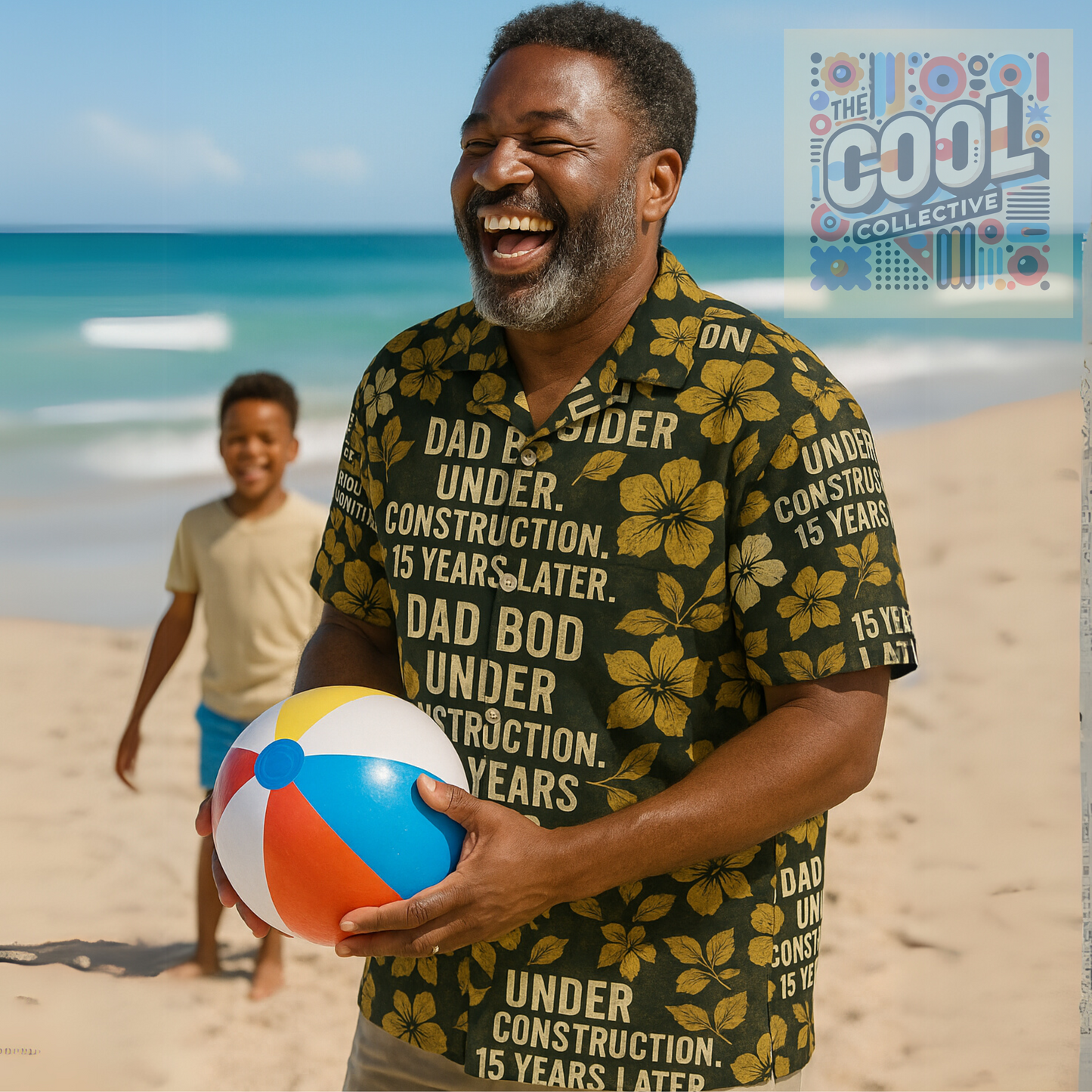 Funny Dad Bod Hawaiian shirt for men with floral retro print, perfect for Father's Day, beach vacations, summer BBQs, and tropical family holidays