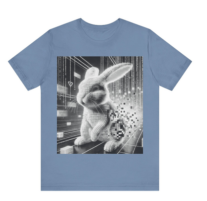 Glitch Bunny T-Shirt – Surreal Black & White Matrix Rabbit Tee | Trippy Bunnycore Unisex Shirt | Free Delivery