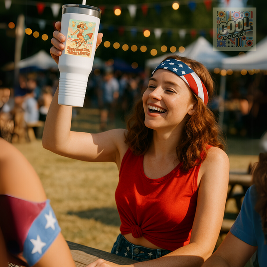 40oz white tumbler for Independence Day celebrations, perfect 4th of July drinkware for patriotic freedom lovers and summer festival vibes